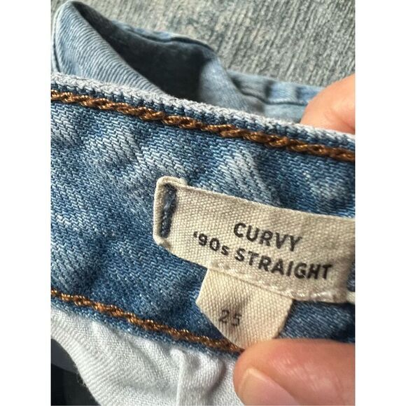 Madewell Light Wash Distressed Curvy 90's Straight Leg High Rise Jeans 25 - Picture 4 of 9